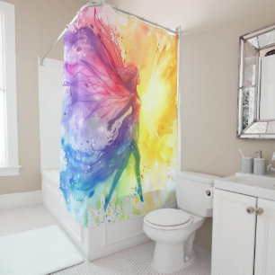 Whimsical Rainbow Fairy - verzauberter Kernpunkt Duschvorhang