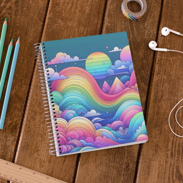 Whimsical Rainbow Fantasy Landscape Notebook Notizblock (Von Creator hochgeladen)