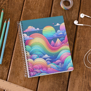 Whimsical Rainbow Fantasy Landschaftsbuch Notizblock