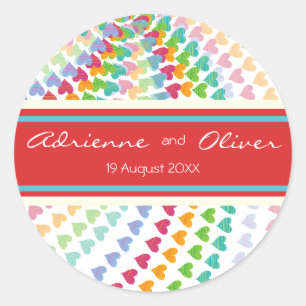 Whimsical Rainbow Heart Sprinkles Party Stickers