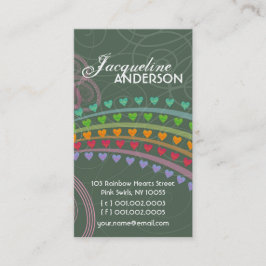 Whimsical Rainbow Hearts Pink Wirbel Visitenkarte