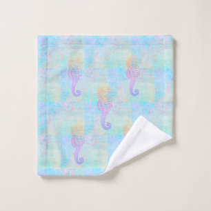 Whimsical Rainbow Pastels Sea Horse Waschlappen