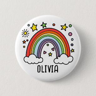 Whimsical Rainbow Personalisiert Girls Button