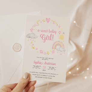 Whimsical Rainbow & Stars Baby Dusche Es ist ein M Einladung