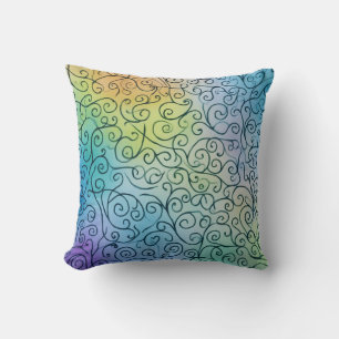 Whimsical Rainbow Swirbel Muster Abstrakt farbig Kissen