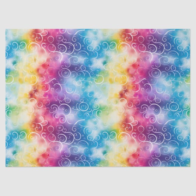 Whimsical Rainbow Swirl Decoupage Seidenpapier (Vorderseite)