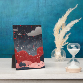 Whimsical Raining Stars Nacht Landschaft AI-Kunst  Fotoplatte
