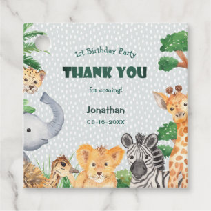 Whimsical Rainy Gray Jungle Wilde Tiere Geburtstag Geschenkanhänger