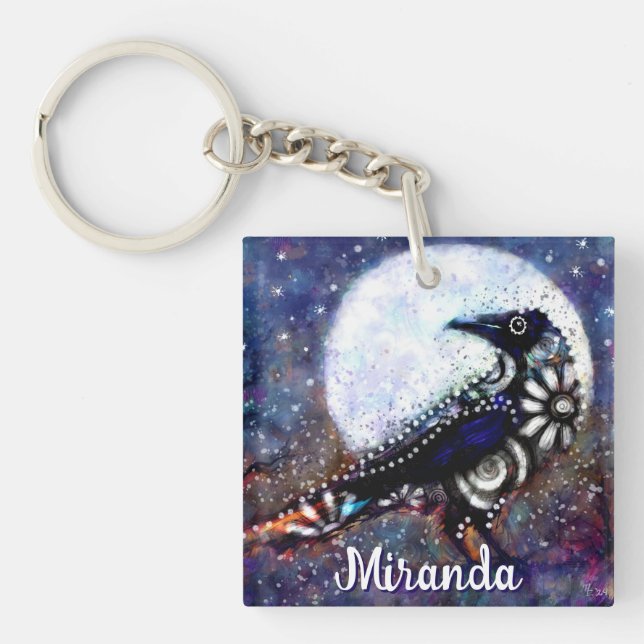 Whimsical Raven Moon Floral Abstrait Personnalisé (Devant)