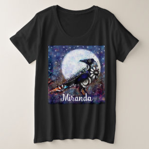 Whimsical Raven Moon Floral Abstrakt Personalisier Große Größe T-Shirt