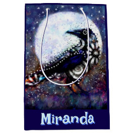 Whimsical Raven Moon Floral Personalized Mittlere Geschenktüte