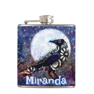 Whimsical Raven Moon Personalisiert Flachmann