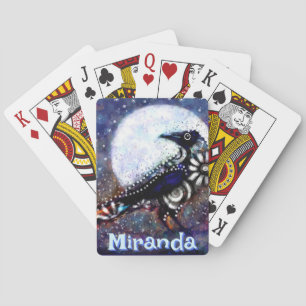 Whimsical Raven Moon Personalisiert Spielkarten