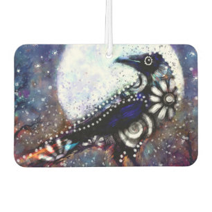 Whimsical Raven Moon Schwarz-weiß Blue Autolufterfrischer