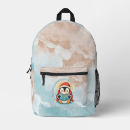 Whimsical Reading Penguin Aesthetic Scholar Printe Bedruckter Rucksack