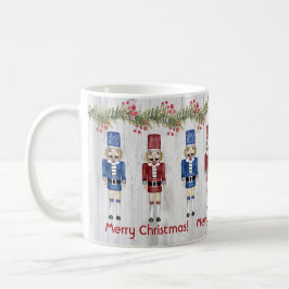 Whimsical Red Blue Nutcrackers Frohe Weihnachten Kaffeetasse