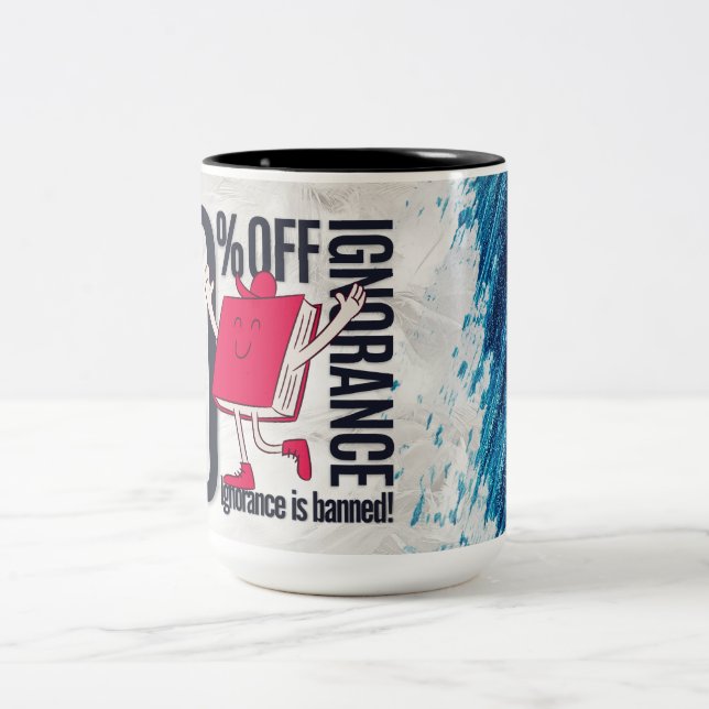 Whimsical Red Book Character Ignorance Banned Moti Zweifarbige Tasse (Mittel)