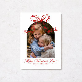 Whimsical Red Bow Valentine’s Day Photo Card Einladung