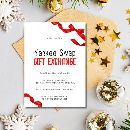 Whimsical Red Bow Yankee Swap Geschenktausch Einladung