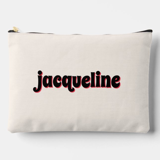 Whimsical Red Cherry Shadow Lettering Luxe Travel Zubehörtasche (Vorderseite)