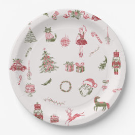 Whimsical Red Christmas Baby Shower Paper Plates Pappteller