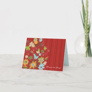 Whimsical Red Floral Garden Chic Wedding Vielen Da Dankeskarte