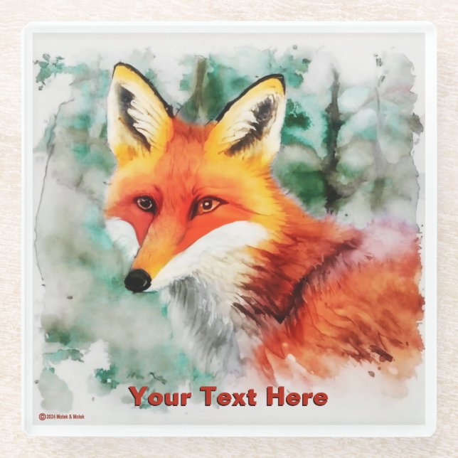 Whimsical Red Fox Glasuntersetzer (Vorderseite)