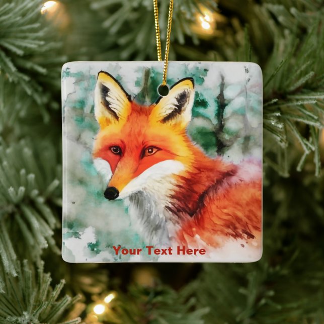 Whimsical Red Fox Keramikornament (Baum)
