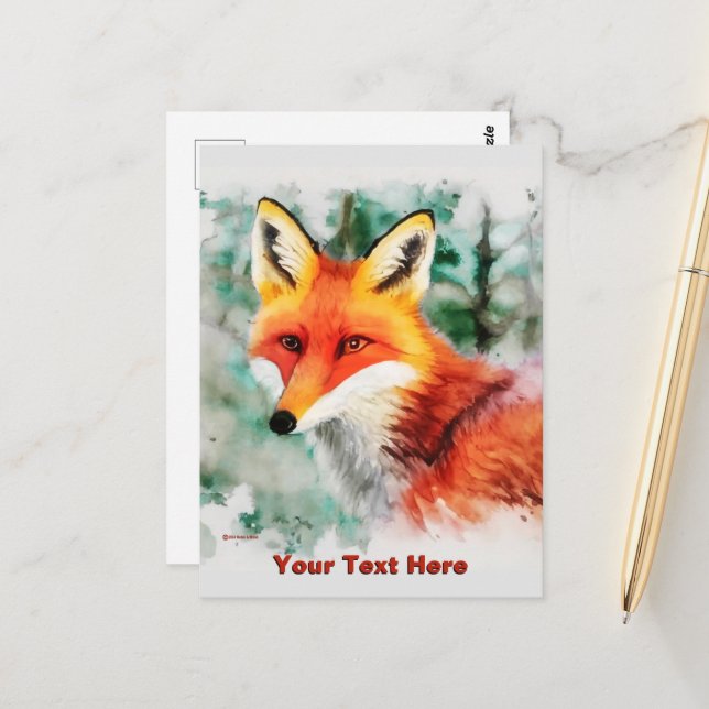 Whimsical Red Fox Postkarte (Vorderseite/Rückseite Beispiel)