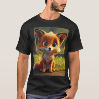 Whimsical Red Fox T - Shirt - Playful Meadow Chase