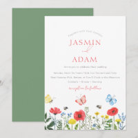 Whimsical Red Green Wildblume Butterflies Hochzeit