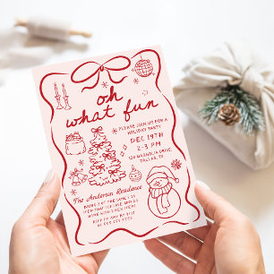 Whimsical Red Oh Was Für Eine Lustige Weihnachtsfe Einladung