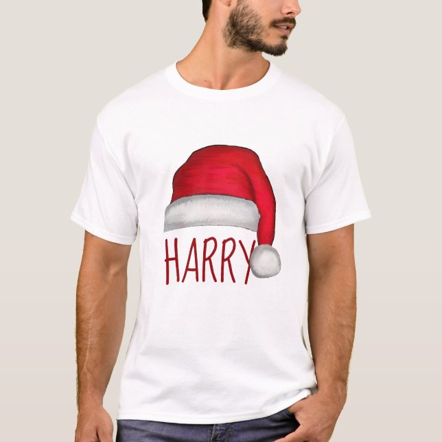 Whimsical Red Painted Weihnachtsmannmütze T-Shirt (Vorderseite)