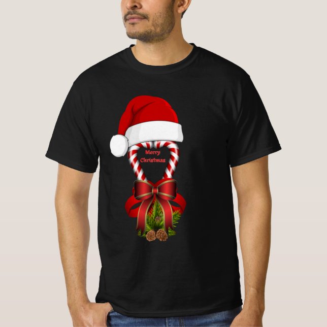 Whimsical Red Peppermint Christmas Candy Cane T-Shirt (Vorderseite)