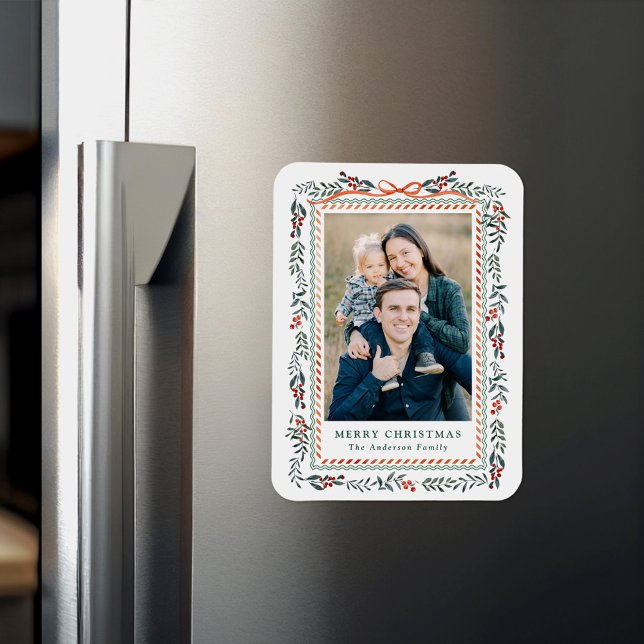 Whimsical Red Ribbon and Greenery 2 Foto Magnet (Von Creator hochgeladen)