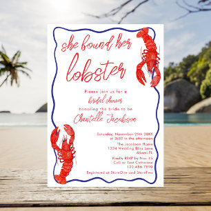 Whimsical Red She fand ihr Hummer-Brautparty Einladung