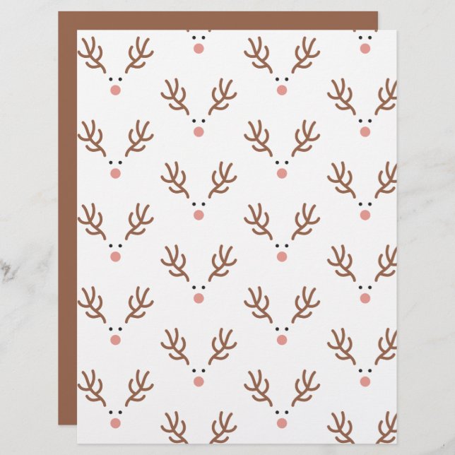 Whimsical Reindeer Boho Pattern Scrapbook Paper (Vorne/Hinten)