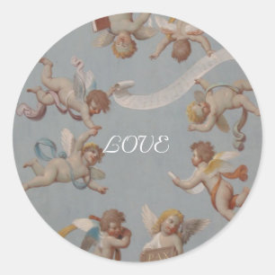 Whimsical Renaissance Cherubs Runder Aufkleber