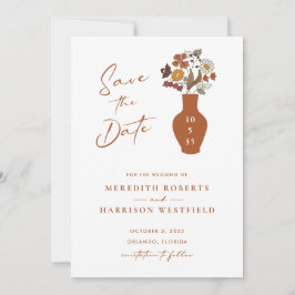 Whimsical Retro Boho Floral Wedding Save The Date