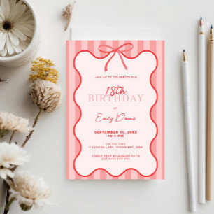 Whimsical Retro Border 18. Geburtstagsparty Einladung