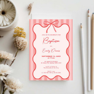 Whimsical Retro Border Baptisse Einladung