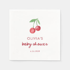 Whimsical Retro Cherries | Red Script Baby Dusche Serviette