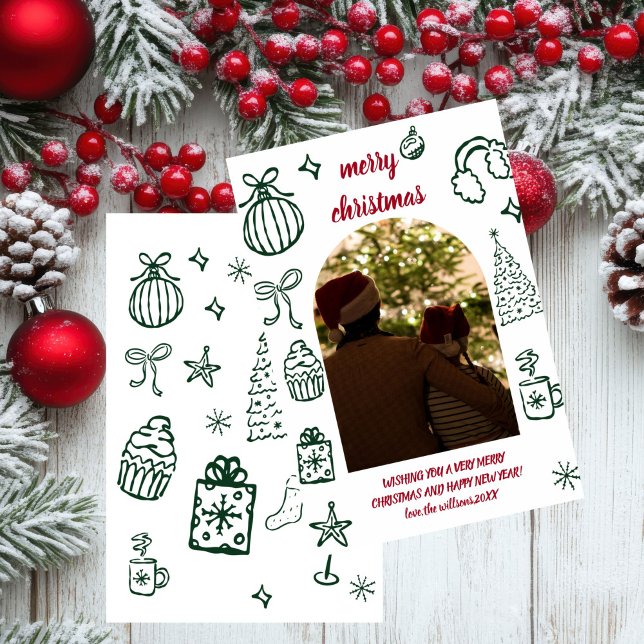 Whimsical Retro Christmas Arch Foto Holiday Card Einladung (Von Creator hochgeladen)