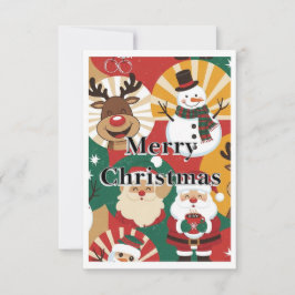 Whimsical Retro Christmas Cheer Card Dankeskarte