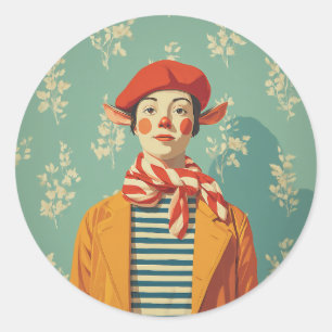 Whimsical Retro Christmas Elf Runder Aufkleber