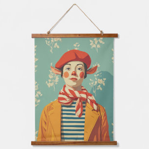 Whimsical Retro Christmas Elf Wandteppich Mit Holzrahmen