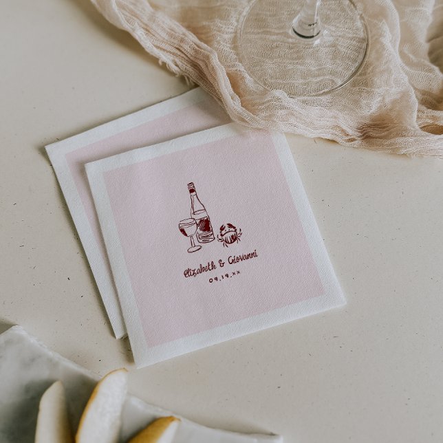 Whimsical Retro Doodle Art | Hochzeit von Napkins Serviette (Von Creator hochgeladen)