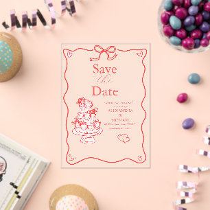 Whimsical Retro Doodle Art Wedding Acryleinladungen
