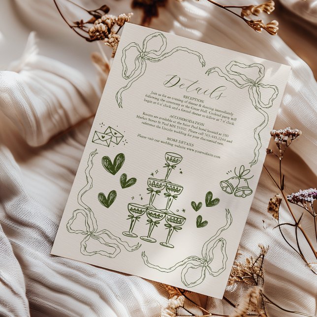 Whimsical Retro Doodle Art Wedding Begleitkarte (Von Creator hochgeladen)