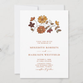 Whimsical Retro Floral QR Code Hochzeit Einladung